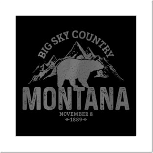 Montana Grizzly Bear Camping Hiking Souvenir Posters and Art